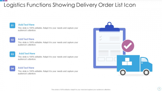 Logistics Functions Showing Delivery Order List Icon Inspiration PDF