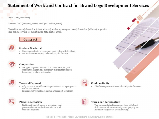 Logo Design Statement Of Work And Contract For Brand Logo Development Services Icons PDF Logo Design Statement Of Work And Contract For Brand Logo Development Services Icons PDF