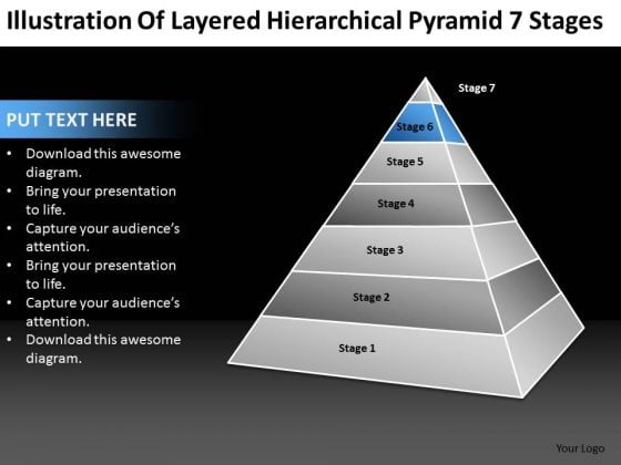 Layered Hierarchical Pyramid 7 Stages Ppt Business Plan For Dummies PowerPoint Slides