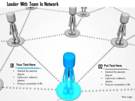 Leader With Team In Network PowerPoint Templates