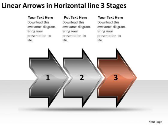 Linear Arrows Horizontal 3 Stages Ppt Proto Typing PowerPoint Slides