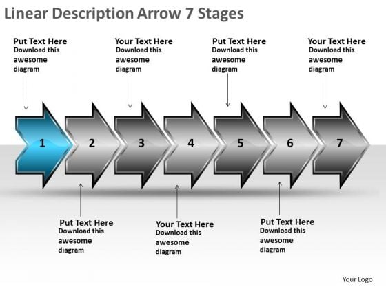 Linear Description Arrow 7 Stages Electrical Drawing Symbols PowerPoint Slides