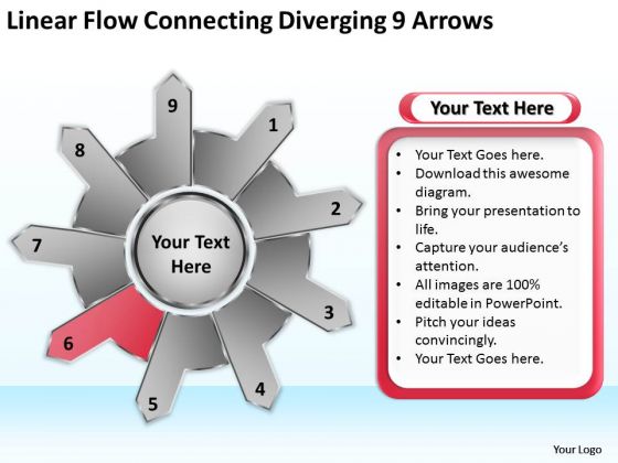 Linear Flow Connecting Diverging 9 Arrows Circular Process Chart PowerPoint Templates Linear Flow Connecting Diverging 9 Arrows Circular Process Chart PowerPoint Templates