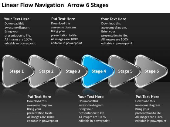 Linear Flow Navigation Arrow 6 Stages Make Flowchart PowerPoint Templates Linear Flow Navigation Arrow 6 Stages Make Flowchart PowerPoint Templates