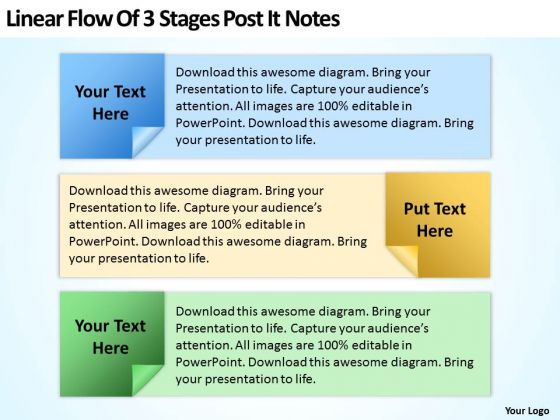 Linear Flow Of 3 Stages Post It Notes Ppt PowerPoint Slides Linear Flow Of 3 Stages Post It Notes Ppt PowerPoint Slides