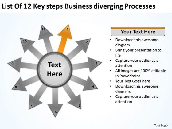 List Of 12 Key Steps Business Diverging Processes Ppt Circular Motion Diagram PowerPoint Slides List Of 12 Key Steps Business Diverging Processes Ppt Circular Motion Diagram PowerPoint Slides