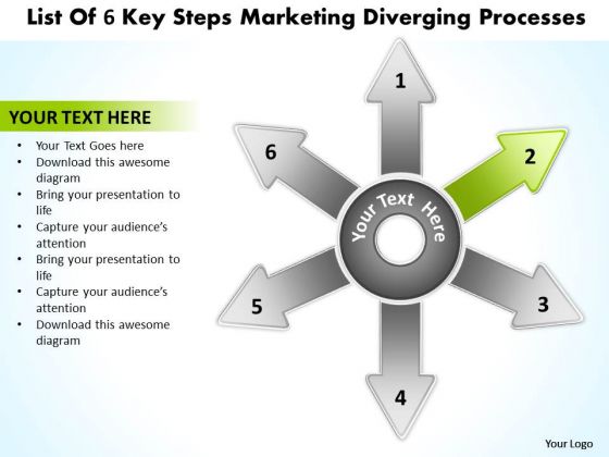 List Of 6 Key Steps Marketing Diverging Processes Circular Spoke Chart PowerPoint Templates List Of 6 Key Steps Marketing Diverging Processes Circular Spoke Chart PowerPoint Templates