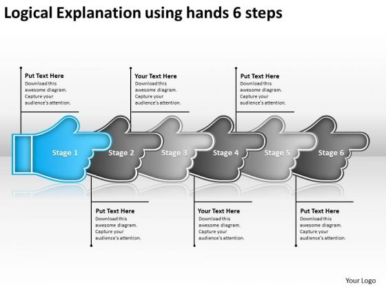 Logical Explanation Using Hands 6 Steps Online Flowchart Maker PowerPoint Slides Logical Explanation Using Hands 6 Steps Online Flowchart Maker PowerPoint Slides