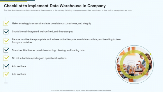 MIS Checklist To Implement Data Warehouse In Company Ppt PowerPoint Presentation Infographic Template Model PDF