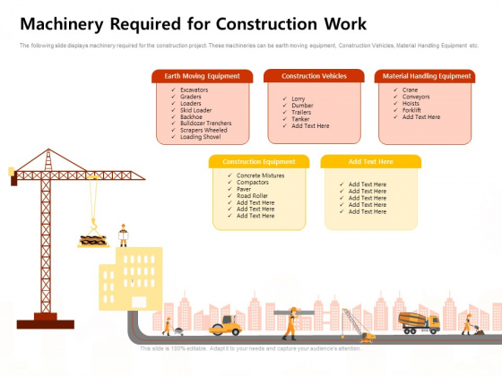 Machinery Required For Construction Management Work Ppt Outline Background PDF