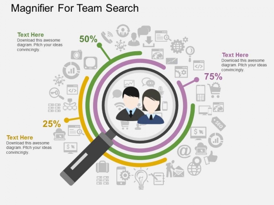 Magnifier For Team Search Powerpoint Template Magnifier For Team Search Powerpoint Template