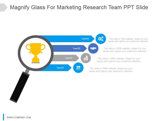 Magnify Glass For Marketing Research Team Ppt Slide