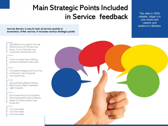Main Strategic Points Included In Service Feedback Ppt PowerPoint Presentation File Skills PDF Main Strategic Points Included In Service Feedback Ppt PowerPoint Presentation File Skills PDF