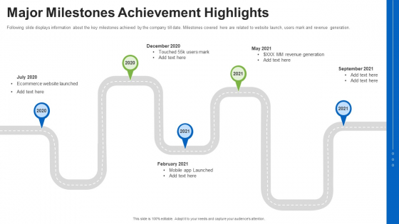 Major Milestones Achievement Highlights Ppt Infographics Example PDF Major Milestones Achievement Highlights Ppt Infographics Example PDF