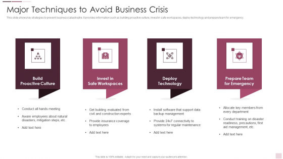 Major Techniques To Avoid Business Crisis Mockup PDF Major Techniques To Avoid Business Crisis Mockup PDF