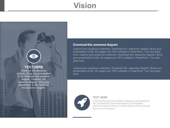 Man With Binoculars For Future Vision Layout Powerpoint Slides