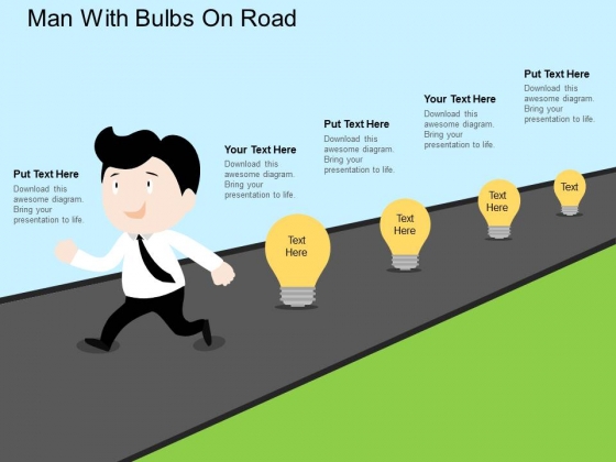 Man With Bulbs On Road Powerpoint Templates Man With Bulbs On Road Powerpoint Templates