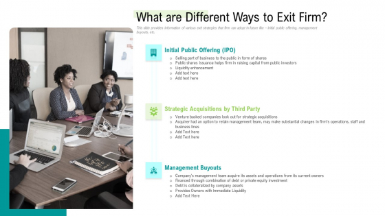 Management Acquisition As Exit Strategy Ownership Transfer What Are Different Ways To Exit Firm Rules PDF Management Acquisition As Exit Strategy Ownership Transfer What Are Different Ways To Exit Firm Rules PDF
