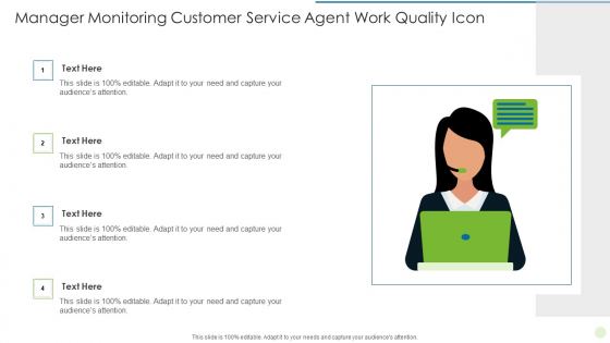 Manager Monitoring Customer Service Agent Work Quality Icon Formats PDF