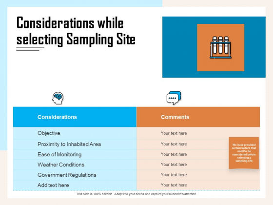 Managing Agriculture Land And Water Considerations While Selecting Sampling Site Ppt Show Elements PDF Managing Agriculture Land And Water Considerations While Selecting Sampling Site Ppt Show Elements PDF