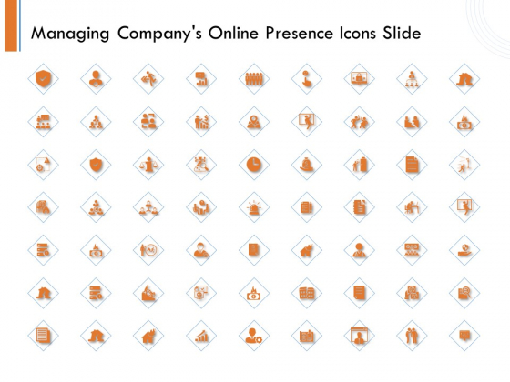 Managing Companys Online Presence Icons Slide Icons PDF