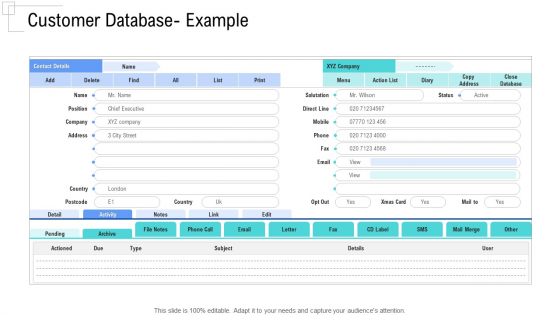 Managing Customer Experience Customer Database Example Information PDF