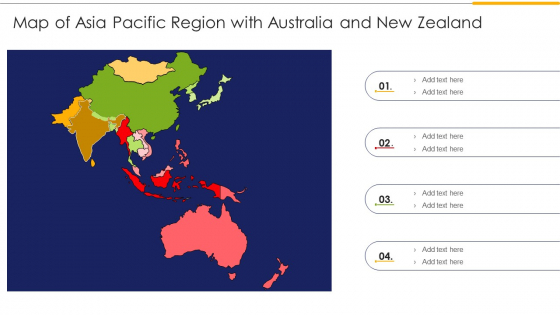 Map Of Asia Pacific Region With Australia And New Zealand Ppt Professional Display PDF