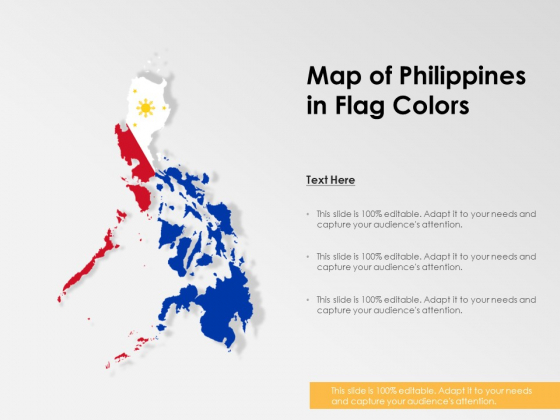 Map Of Philippines In Flag Colors Ppt PowerPoint Presentation Show Sample PDF