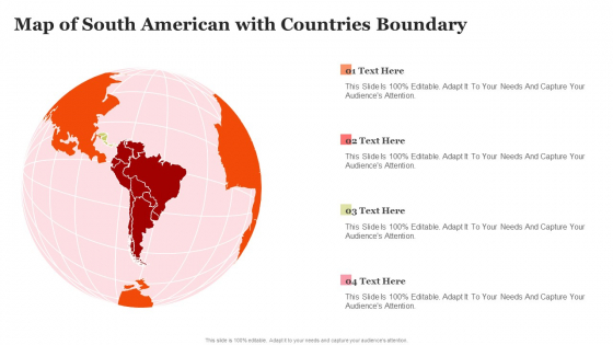 Map Of South American With Countries Boundary Icons PDF