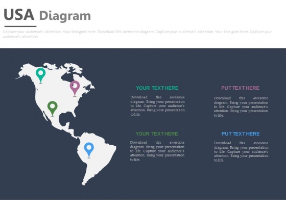 Map Of Usa With Multiple Locations Powerpoint Slides Map Of Usa With Multiple Locations Powerpoint Slides