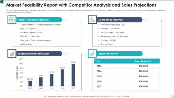 Market Feasibility Report With Competitor Analysis And Sales Projections Brochure PDF