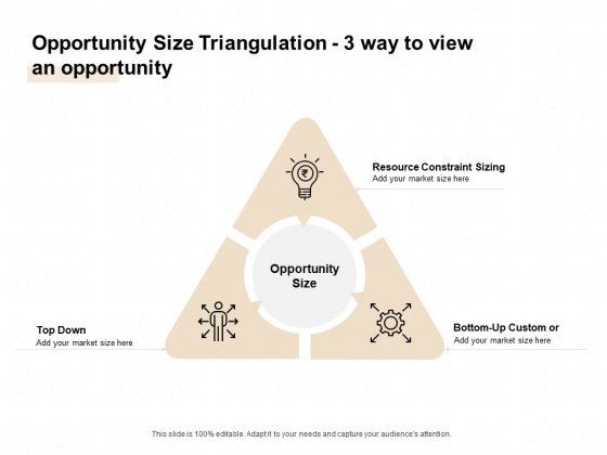 Market Sizing Opportunity Size Triangulation 3 Way To View An Opportunity Ppt Infographics Example PDF