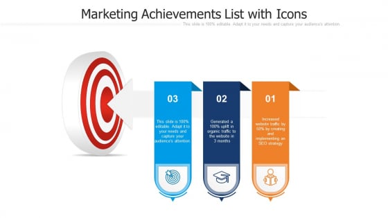 Marketing Achievements List With Icons Ppt Outline Samples PDF