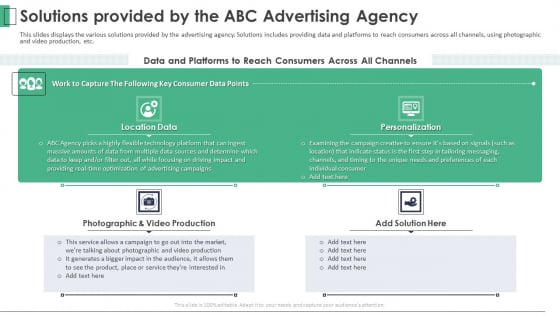 Marketing Company Investor Pitch Deck Solutions Provided By The ABC Advertising Agency Infographics PDF Marketing Company Investor Pitch Deck Solutions Provided By The ABC Advertising Agency Infographics PDF