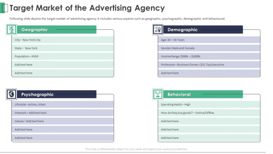 Marketing Company Investor Pitch Deck Target Market Of The Advertising Agency Introduction PDF Marketing Company Investor Pitch Deck Target Market Of The Advertising Agency Introduction PDF