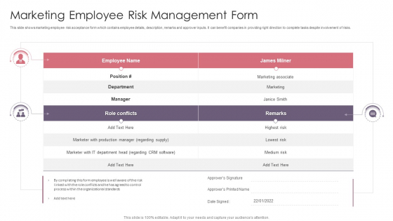Marketing Employee Risk Management Form Diagrams PDF