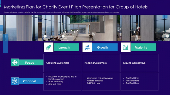 Marketing Plan For Charity Event Pitch Presentation For Group Of Hotels Template PDF Marketing Plan For Charity Event Pitch Presentation For Group Of Hotels Template PDF