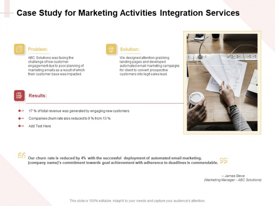 Marketing Strategy Case Study For Marketing Activities Integration Services Portrait PDF Marketing Strategy Case Study For Marketing Activities Integration Services Portrait PDF
