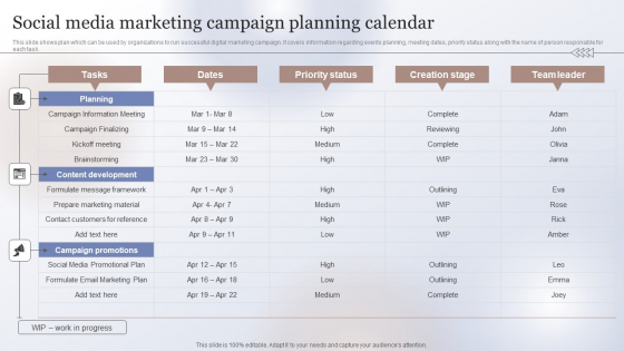 Marketing Strategy To Enhance Social Media Marketing Campaign Planning Structure PDF