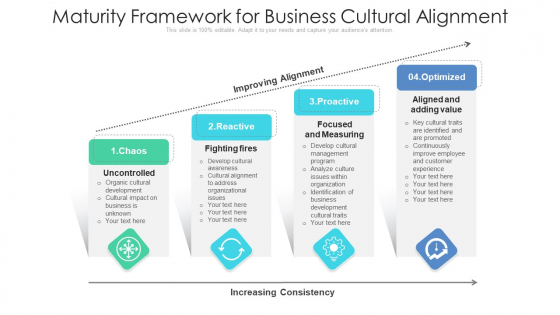 Maturity Framework For Business Cultural Alignment Ppt PowerPoint Presentation Gallery Template PDF