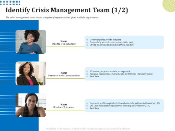 Means Of Communication During Disaster Management Identify Crisis Management Team Ppt Show Skills PDF
