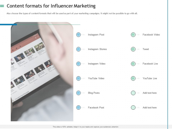 Measuring Influencer Marketing ROI Content Formats For Influencer Marketing Background PDF Measuring Influencer Marketing ROI Content Formats For Influencer Marketing Background PDF