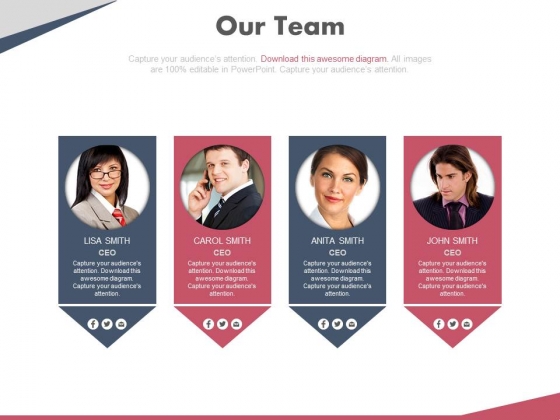 Meet Our Team Webpage Design Powerpoint Slides
