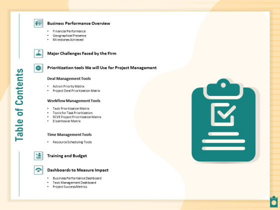 Meet Project Deadlines Through Priority Matrix Table Of Contents Topics PDF Meet Project Deadlines Through Priority Matrix Table Of Contents Topics PDF
