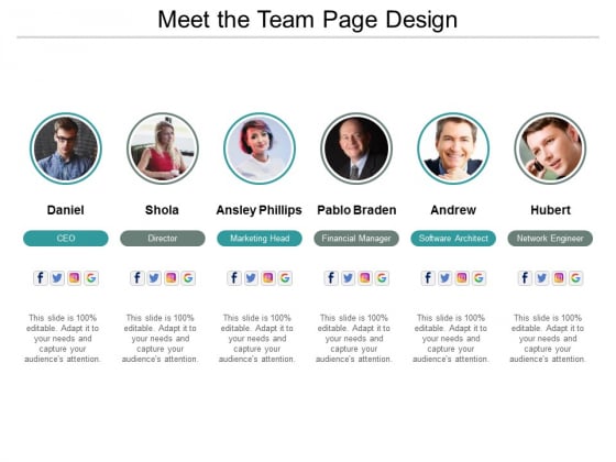 Meet The Team Page Design Ppt PowerPoint Presentation Summary Maker