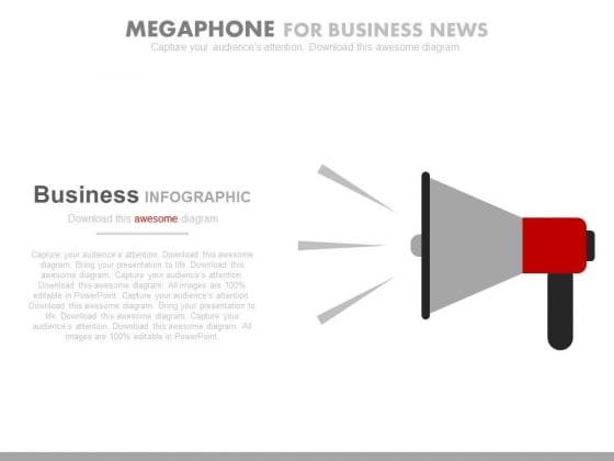 Megaphone For Business And Marketing News PowerPoint Slides