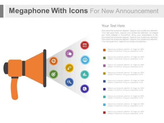 Megaphone With Communication Icons For Announcement Powerpoint Slides Megaphone With Communication Icons For Announcement Powerpoint Slides