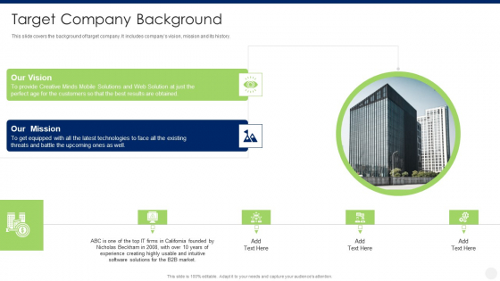 Merger And Acquisition Due Diligence Target Company Background Background PDF Merger And Acquisition Due Diligence Target Company Background Background PDF