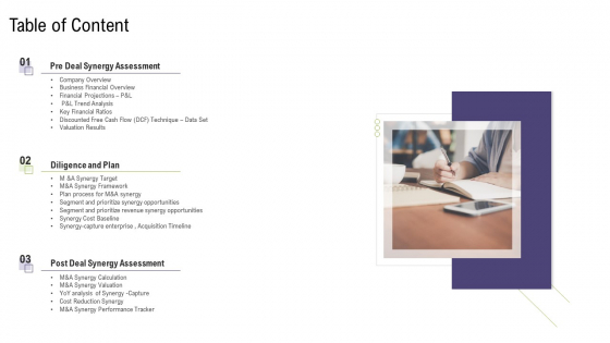 Mergers And Acquisitions Synergy Table Of Content Slides PDF Mergers And Acquisitions Synergy Table Of Content Slides PDF