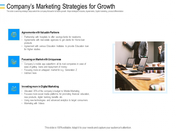 Mezzanine Debt Financing Pitch Deck Companys Marketing Strategies For Growth Topics PDF Mezzanine Debt Financing Pitch Deck Companys Marketing Strategies For Growth Topics PDF